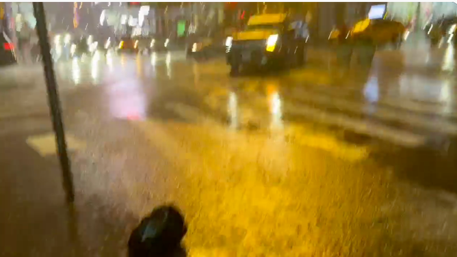 Street flooding spotted in Times Square in New York City, NY.